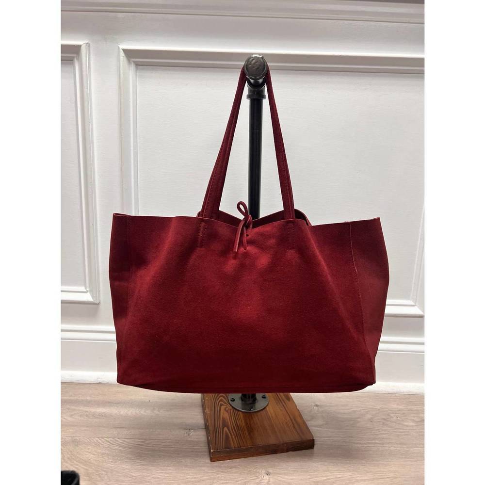 Elegant Red Tote Bag NEW! Genuine suede